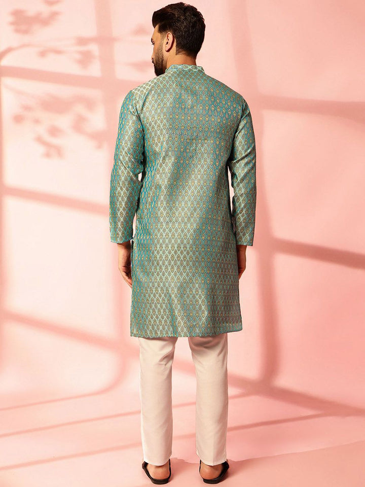 Anouk Ethnic Motifs Woven Design Mandarin Collar Straight Kurta