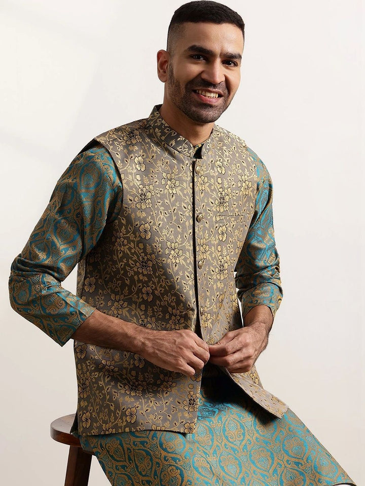 Jaket Nehru Brocade Rekaan Tenunan Anouk