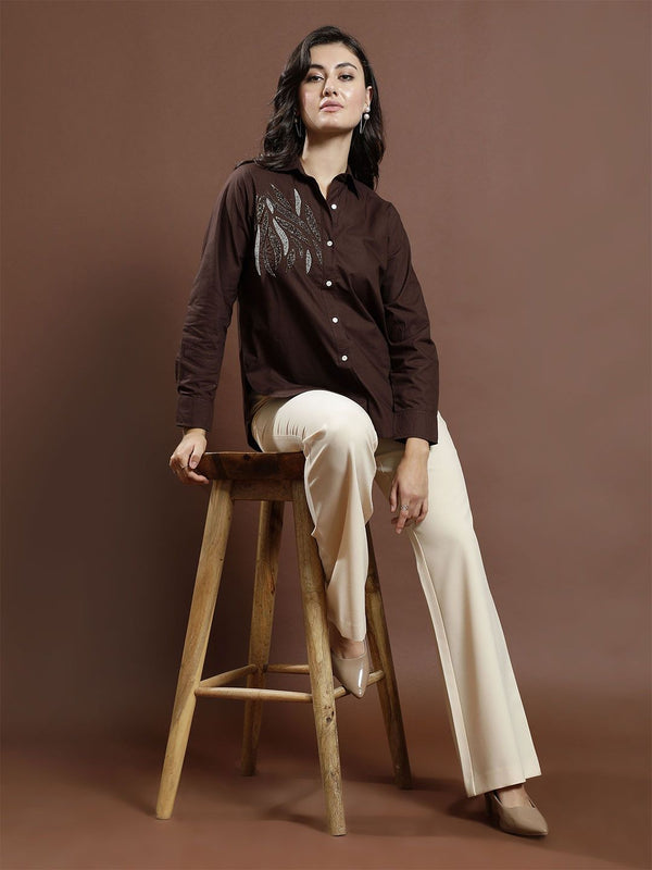 Athena Women Embellished Cotton Shirt