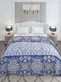 Monte Carlo Blue & White Ethnic Motifs Mild Winter 210 GSM Double Bed Duvet