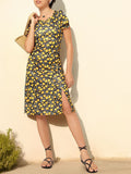 DressBerry Sunshine Serenade Floral Femme Puff Sleeve A-Line Dress