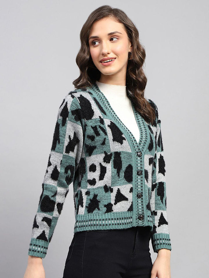 Monte Carlo Women Printed Woollen Longline Cardigan