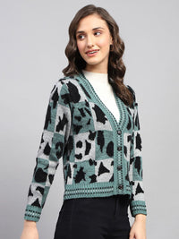 Monte Carlo Women Printed Woollen Longline Cardigan