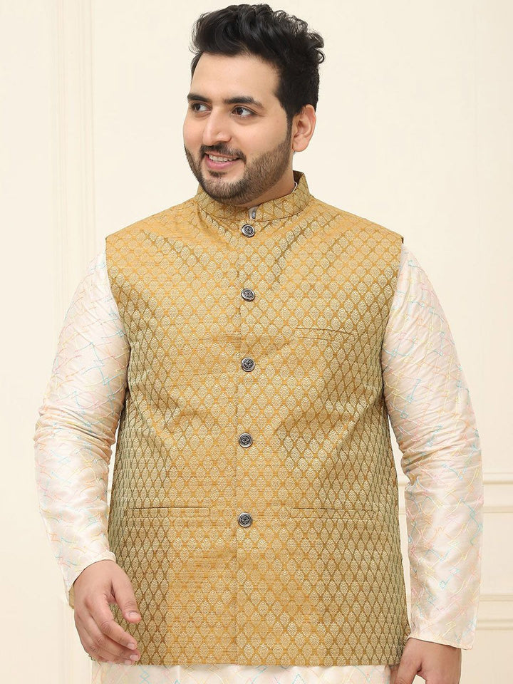 SOJANYA PLUS Men Printed Nehru Plus Size Jacket