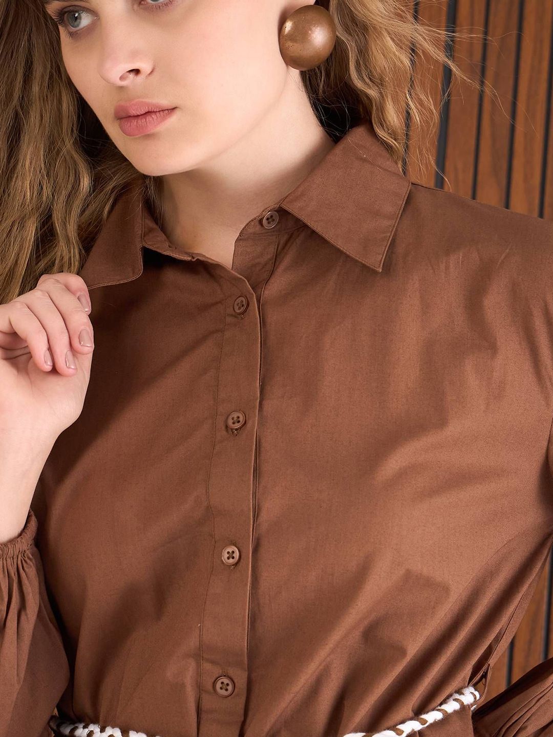 Sassafras Balloon Sleeve Fit & Flare Shirt Dress