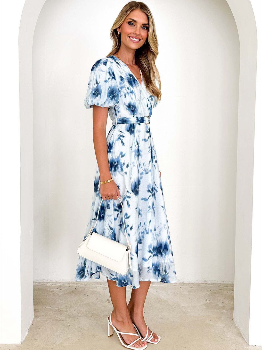 all about you Women Floral Print Fit & Flare Midi Dress