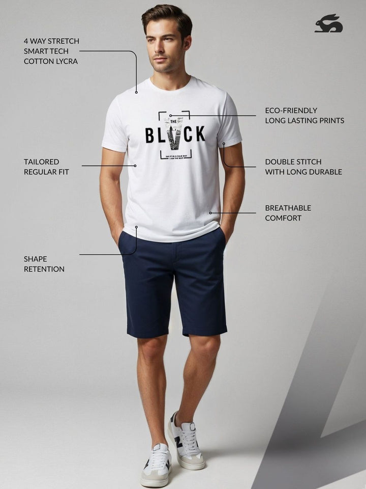 ADRO Typography Printed Short Sleeves Cotton Regular Fit T-shirt