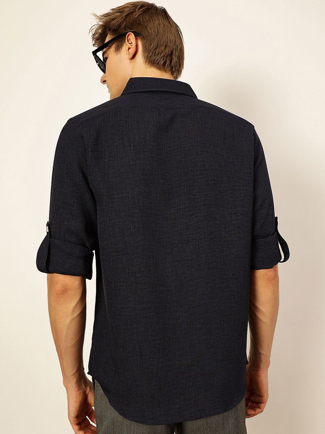 Thomas Scott Men Premium Button-Down Collar Solid Linen Casual Shirt