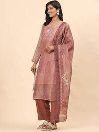 Mamicha Women Floral Embroidered Regular Beads and Stones Pure Cotton Kurta with Palazzos & With Dupatta