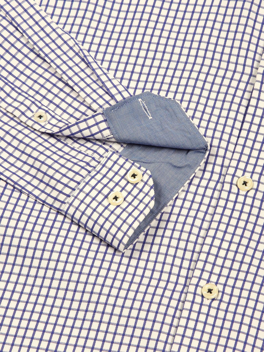 Thomas Scott Men Smart Spread Collar Gingham Checked Cotton Formal Shirt
