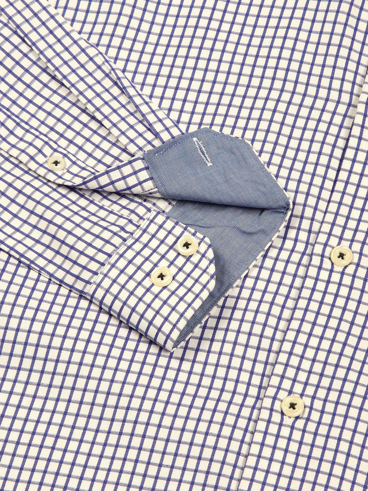 Thomas Scott Men Smart Spread Collar Gingham Checked Cotton Formal Shirt