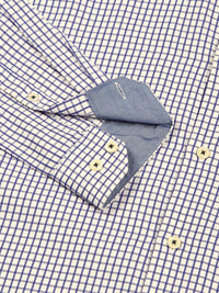 Thomas Scott Men Smart Spread Collar Gingham Checked Cotton Formal Shirt