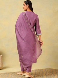 Mamicha Women Ethnic Motifs Embroidered Regular Thread Work Pure Cotton Kurta with Trousers & With Dupatta
