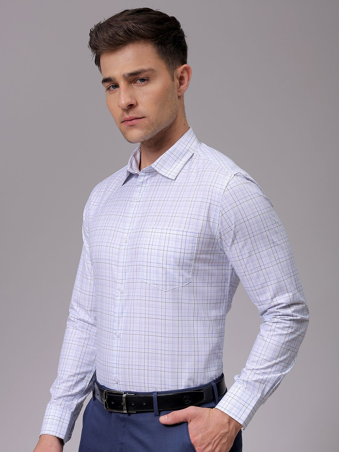 The Indian Garage Co. X Luxe Men Slim Fit Opaque Checked Formal Shirt