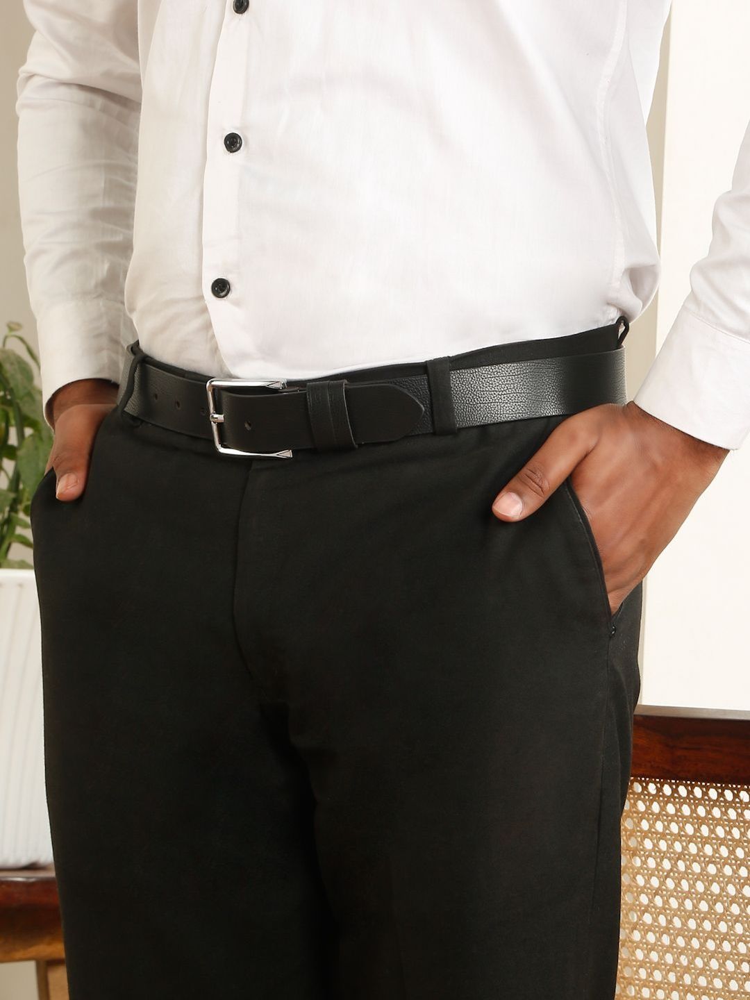 Teakwood Leathers Men Textured Leather Belt