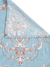 Aura Blue Ethnic Motifs Cotton 300 TC King Cadar Halus dengan 2 Sarung Bantal-250 x 225 cm