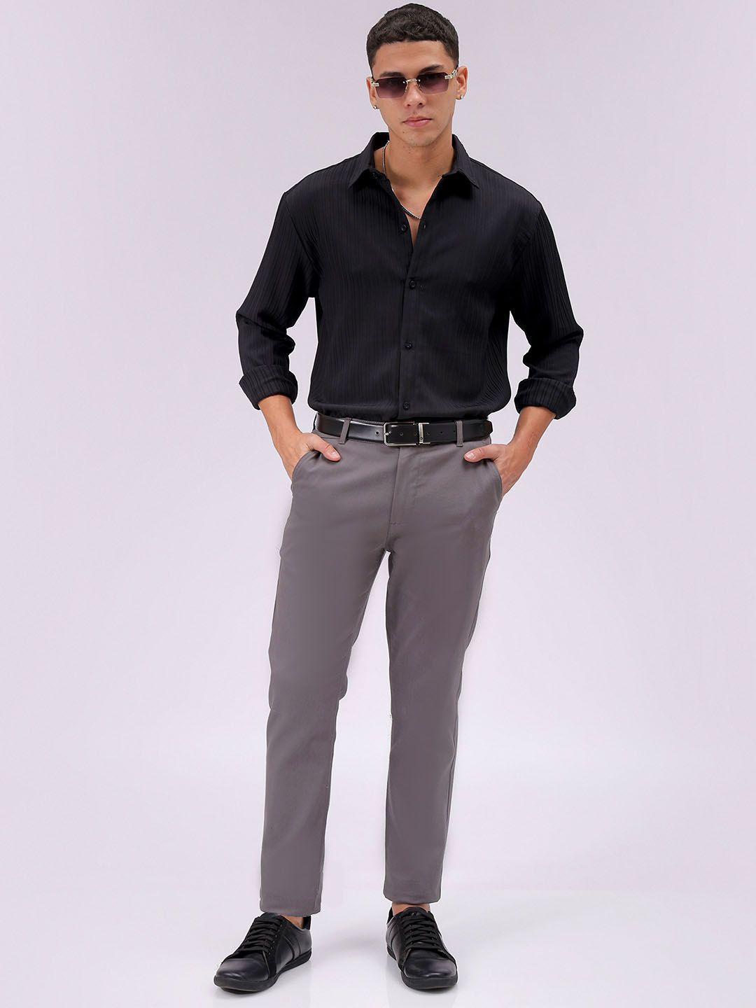 The Indian Garage Co Men Relaxed Fit Solid Dobby Textured Resortwear Shirt