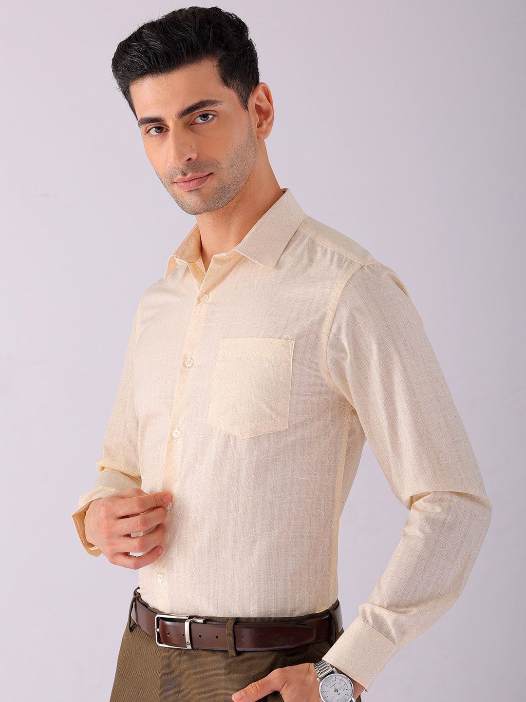 The Indian Garage Co. X Luxe Men Spread Collar Micro Ditsy Printed Slim Fit Formal Shirt