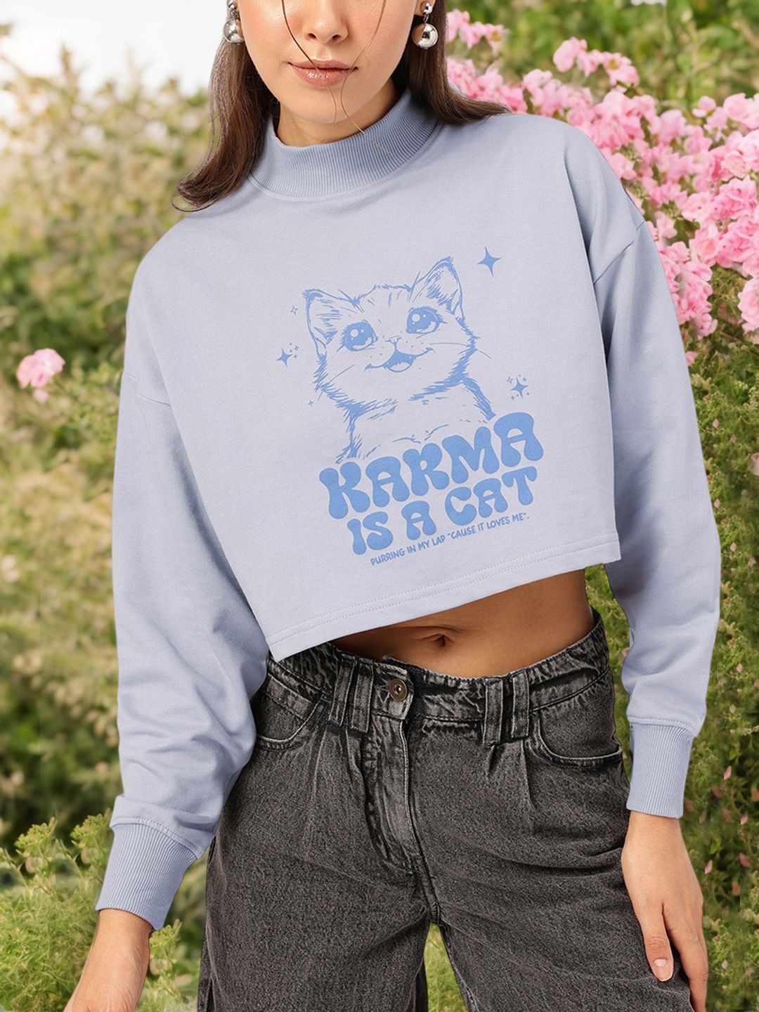 DressBerry Printed Crop Sweatshirt