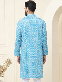 SOJANYA Geometric Printed band Collar Neck Regular Cotton Straight Kurta