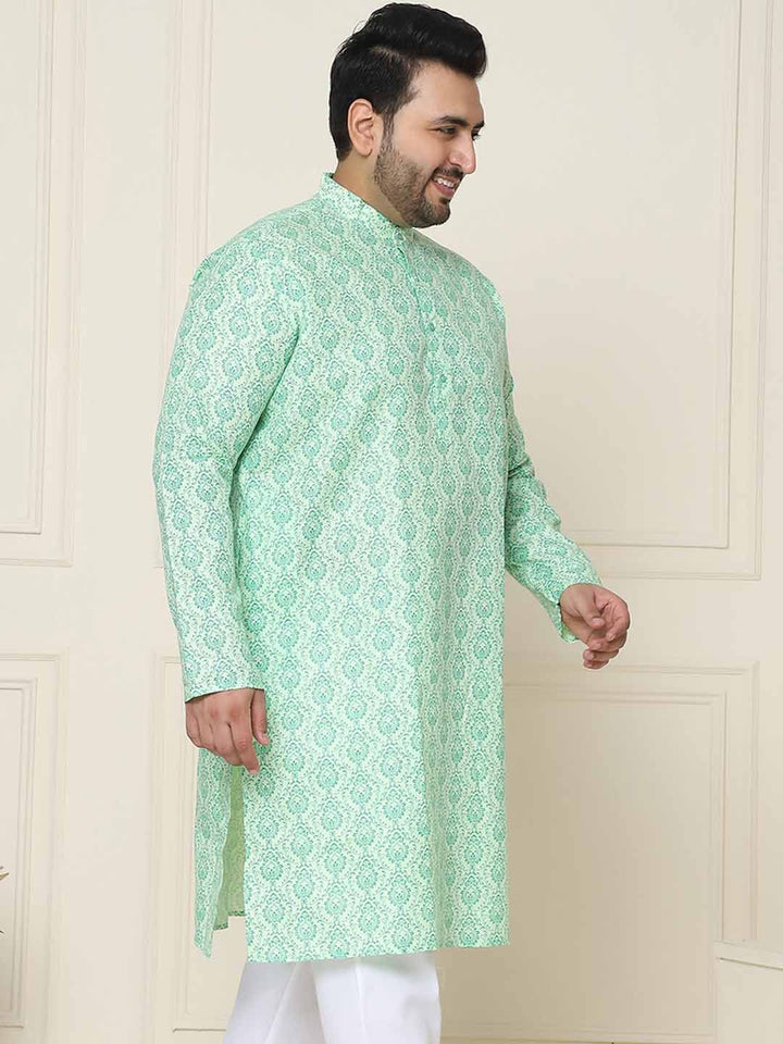 SOJANYA PLUS Saiz Motif Etnik Kolar Jalur Kurta Lurus