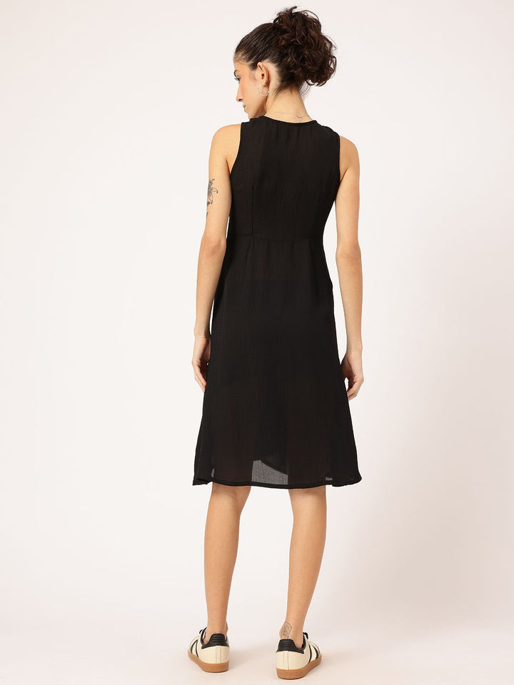 DressBerry Feminine Luxe Self-Designed A-line Dress with Belted Hoop