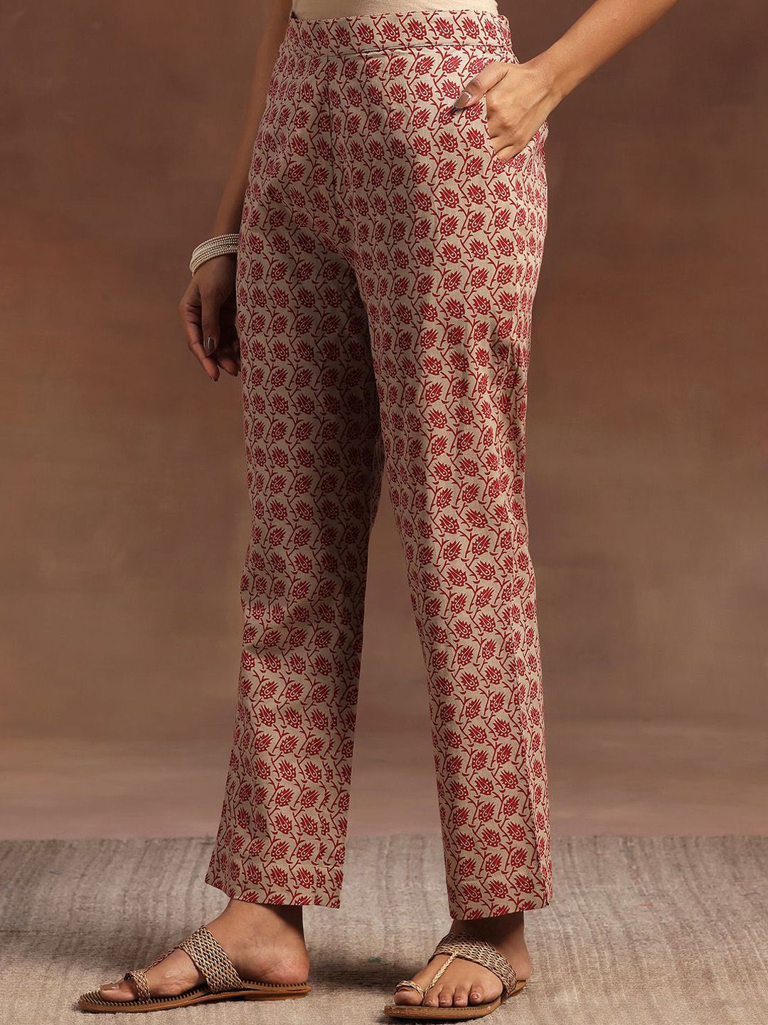Libas Floral Printed Pure Cotton staight Kurta with Trousers & Dupatta