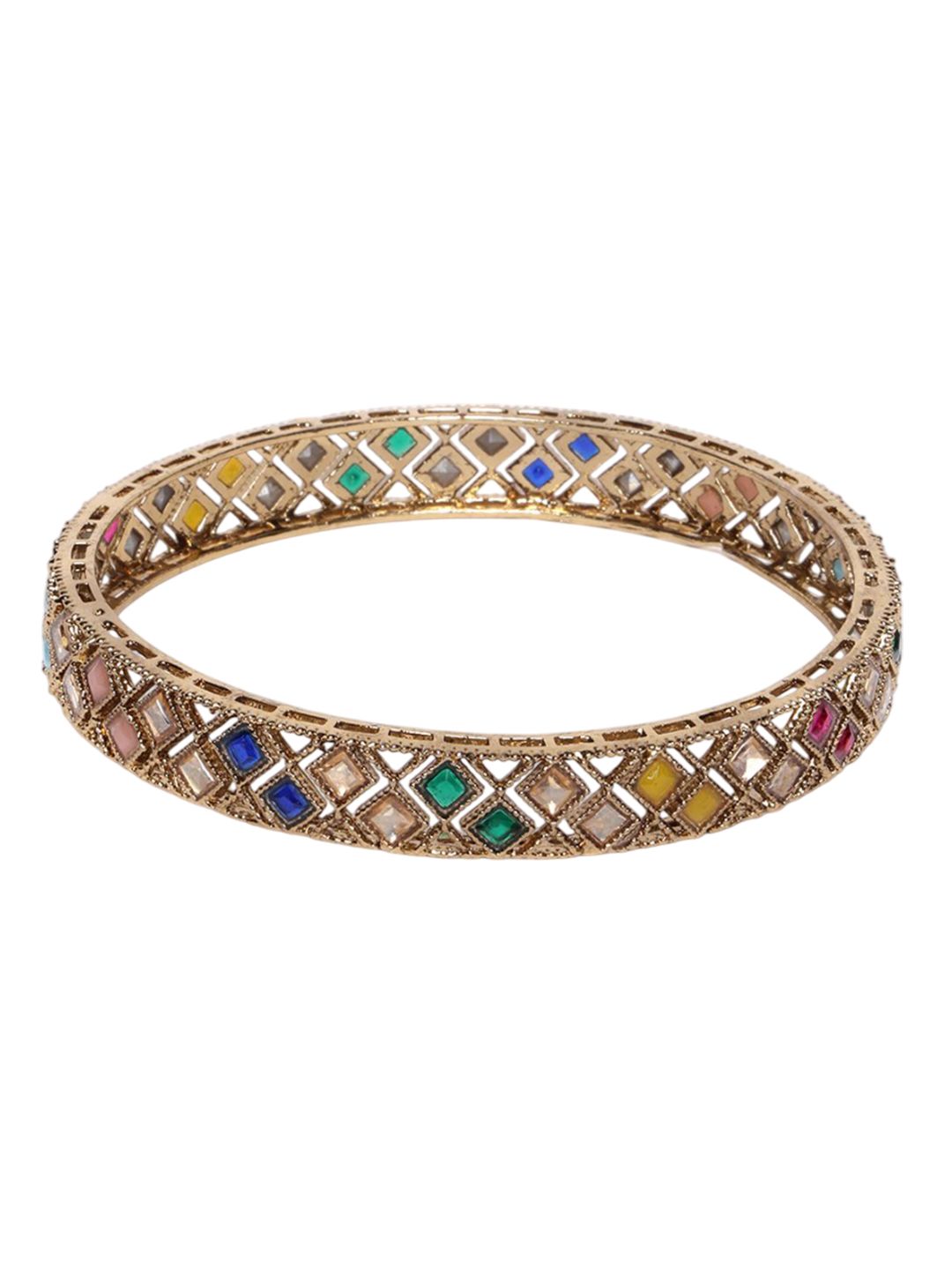 PANASH Set of 2 Gold-Plated Stone Studded Bangles