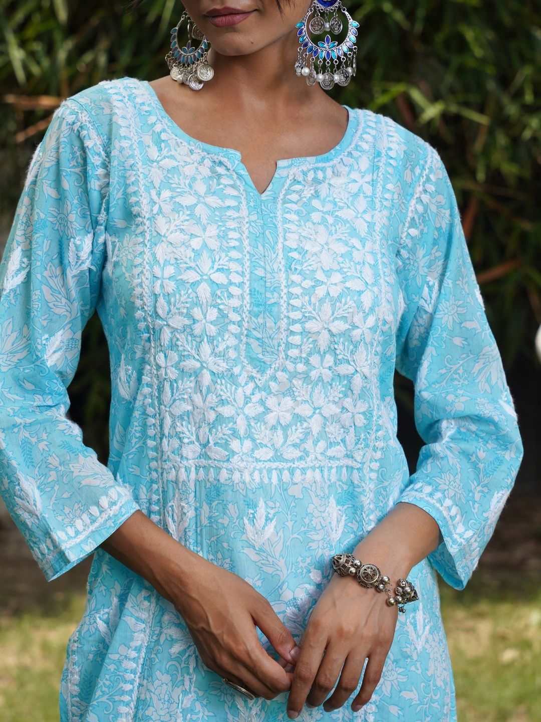 House of Chikankari Women Embroidered Chikankari Indie Prints Kurta