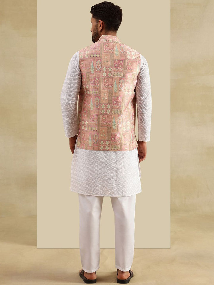 SOJANYA Men Woven Design Woven Design Cotton Kurta with Pyjama & Jacket