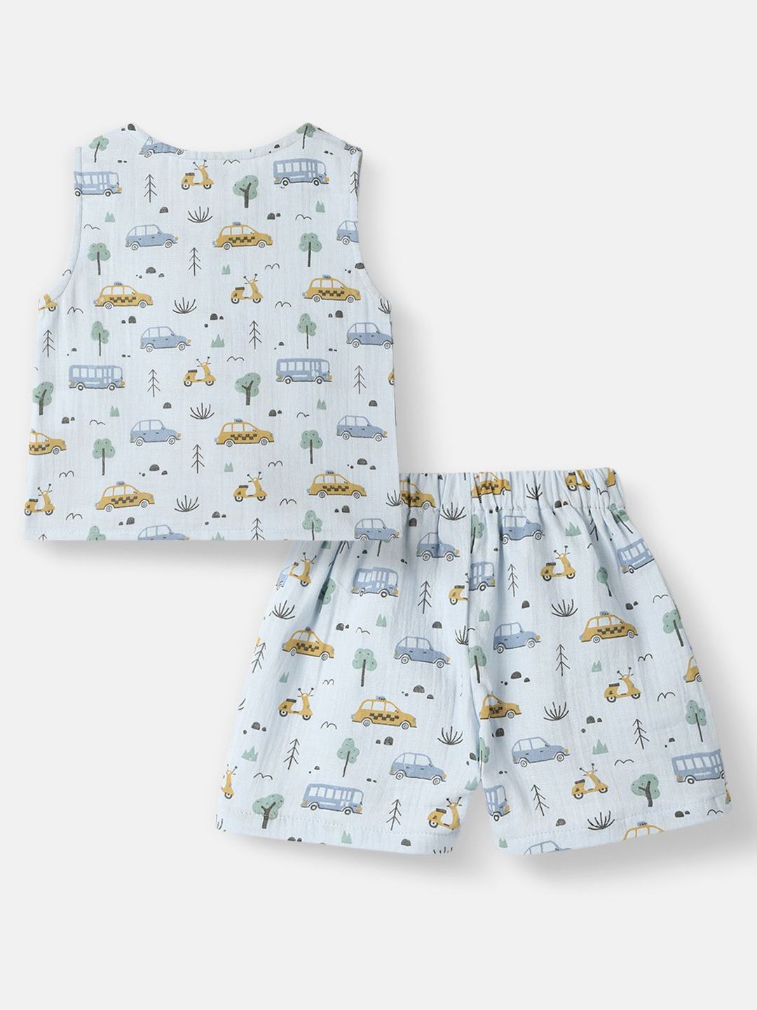 Nauti Nati Boys Printed Pure Cotton Jhabla With Shorts