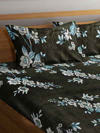 Myntra Elegant Homes Olive Floral Woolen 300 TC King Bedsheet with 2 Pillow Covers