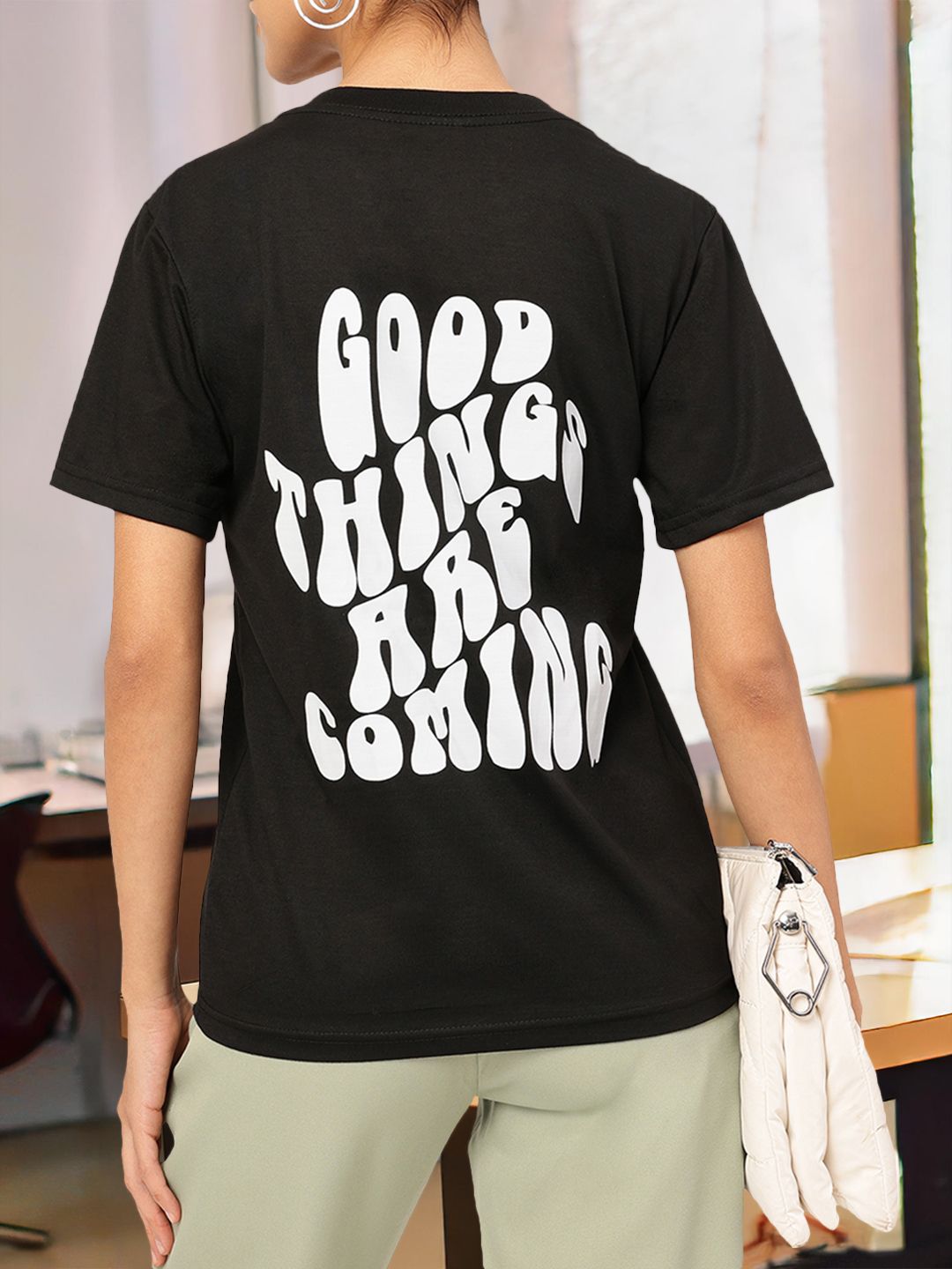 DressBerry Gleeful Graphic Back Printed T-shirt
