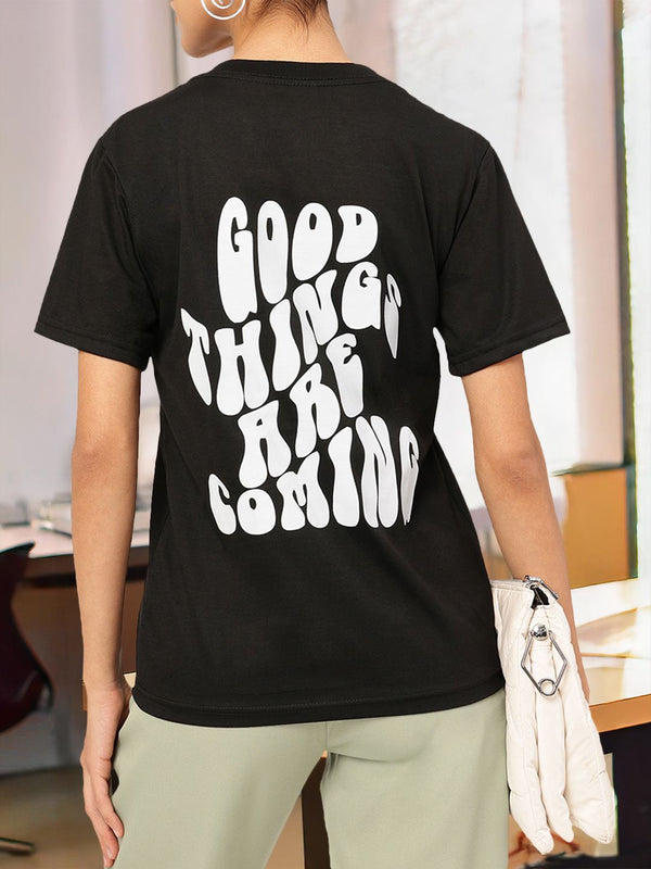 DressBerry Gleeful Graphic Back Printed T-shirt