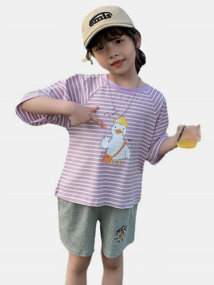 YK Girls Striped Applique T-shirt