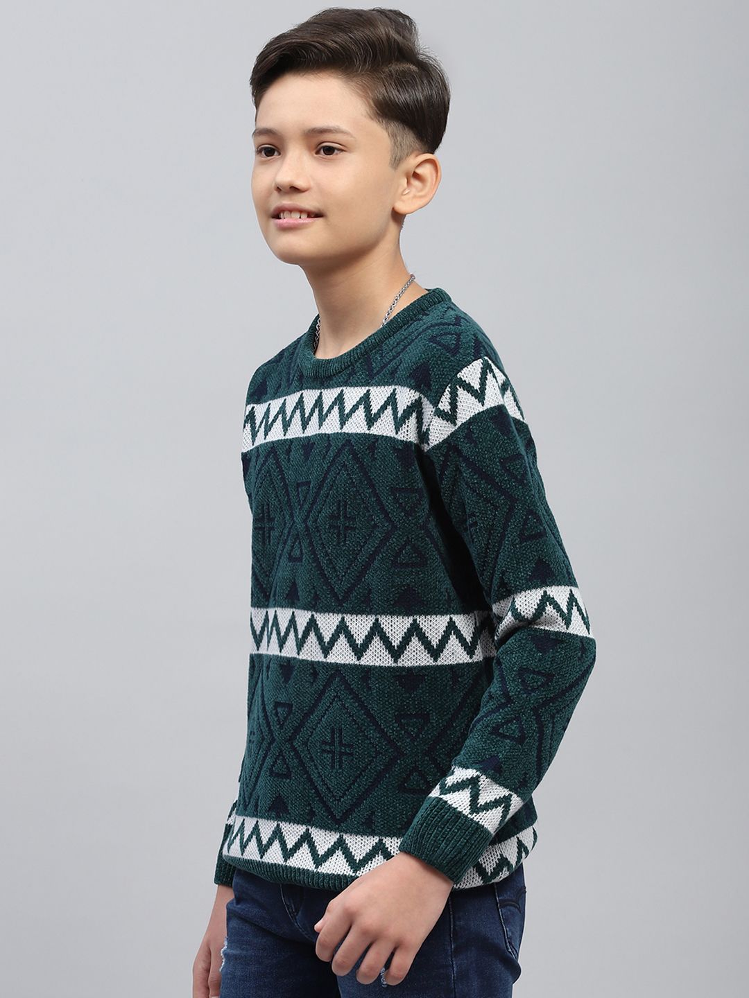 Monte Carlo Kids Boys Self Striped Sweater