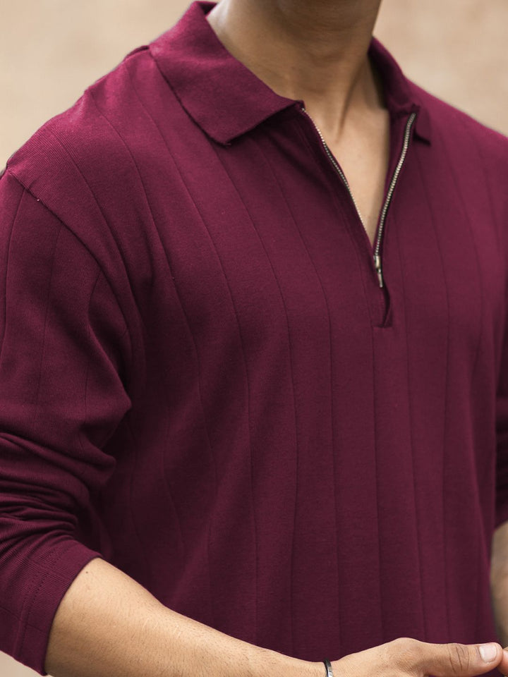 Powerlook Men Polo Collar Pure Cotton Zipper T-shirt