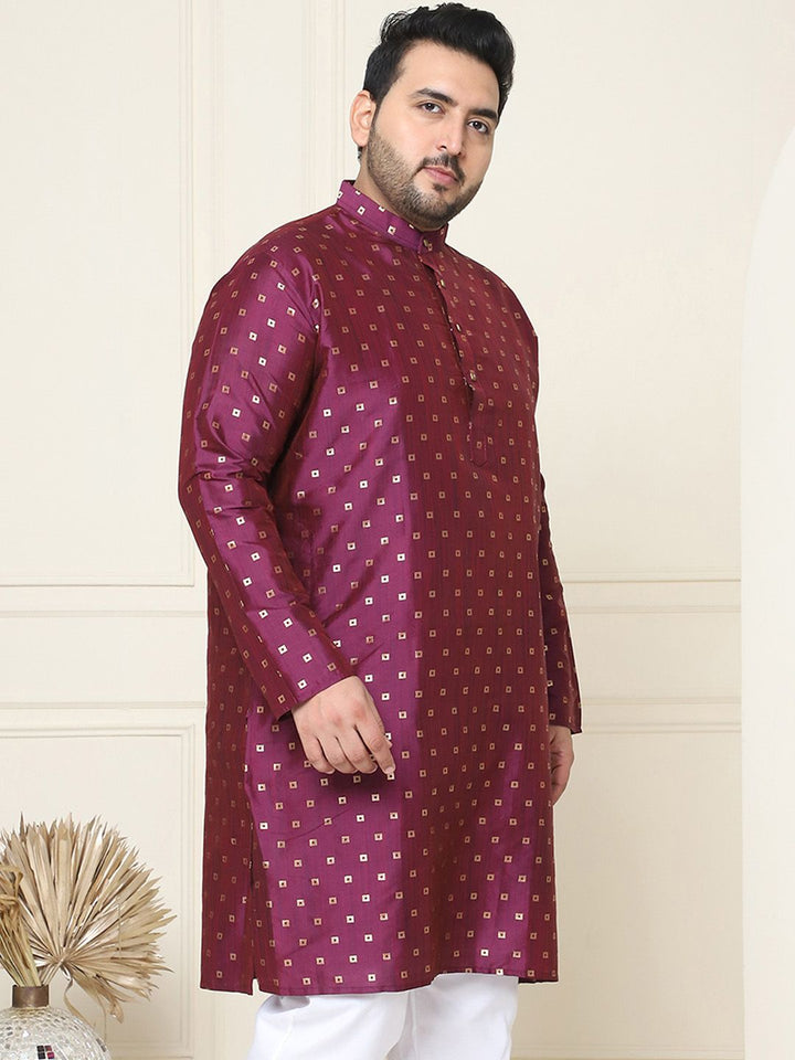 SOJANYA PLUS Size Geometric Printed Band collar Straight Kurta
