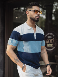 Powerlook Men Striped Polo Collar T-shirt