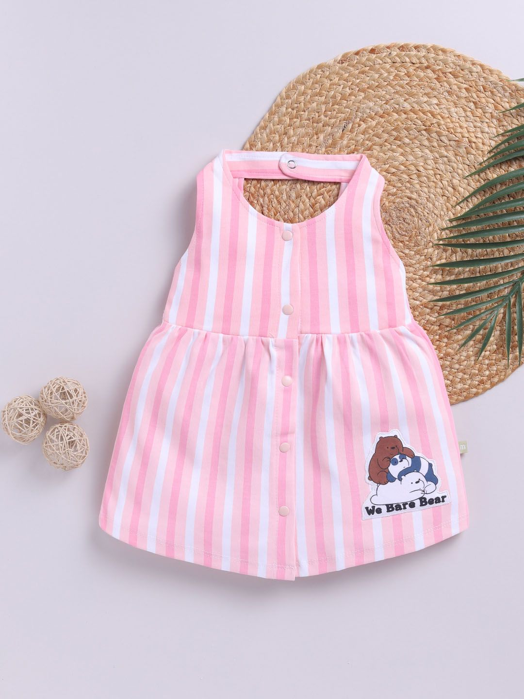 Moms Love Infant Girls We Bare Bears Print Pure Cotton Fit & Flare Dress