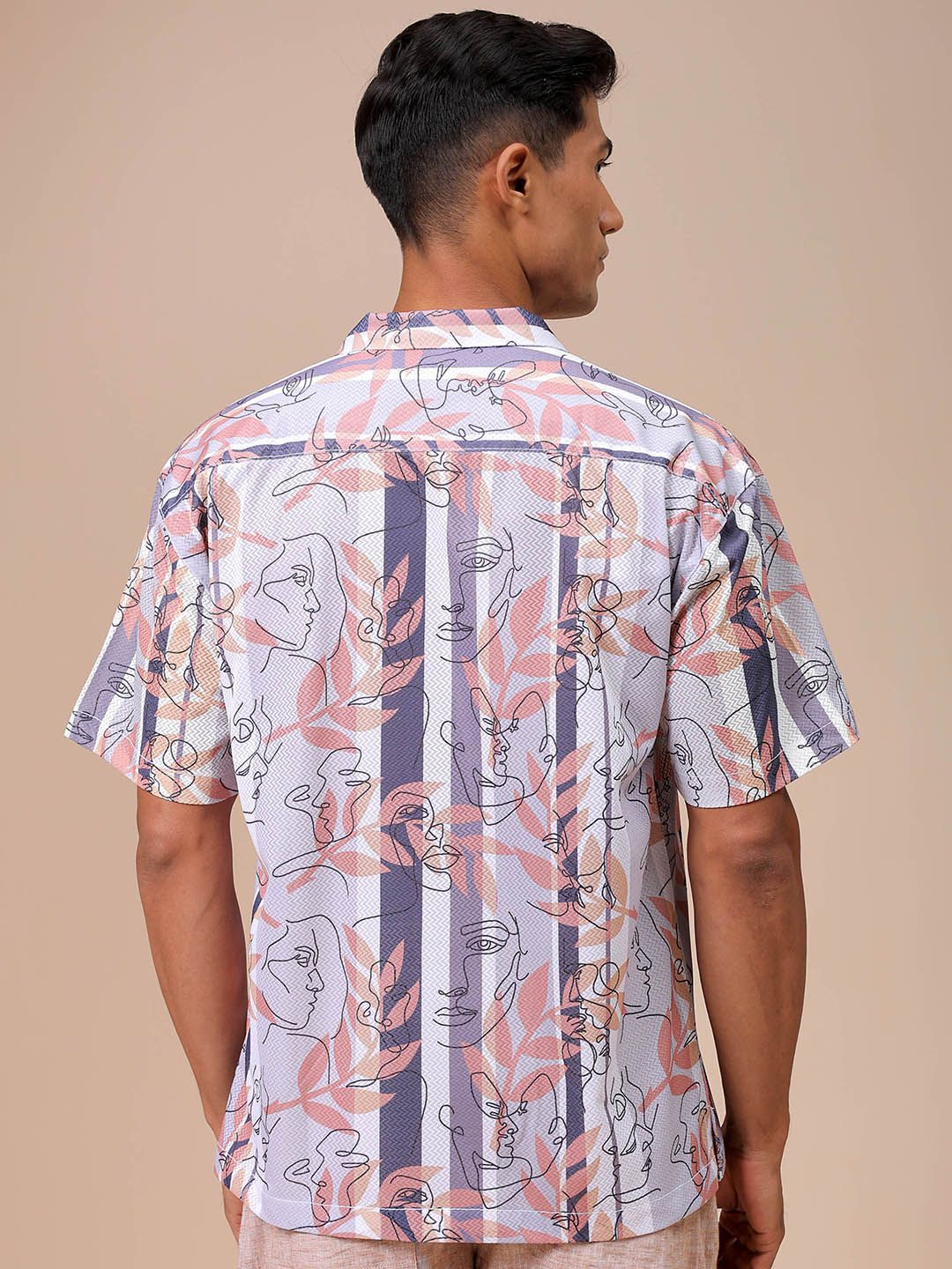 The Indian Garage Co Men Relaxed Fit Sketch Art  Printed Textured Resortwear Shirt