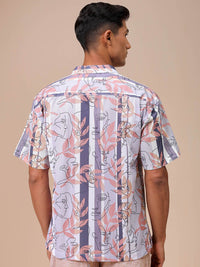 The Indian Garage Co Men Relaxed Fit Sketch Art  Printed Textured Resortwear Shirt