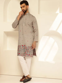 SOJANYA Floral Embroidered Thread Work Cotton Silk Straight Kurta