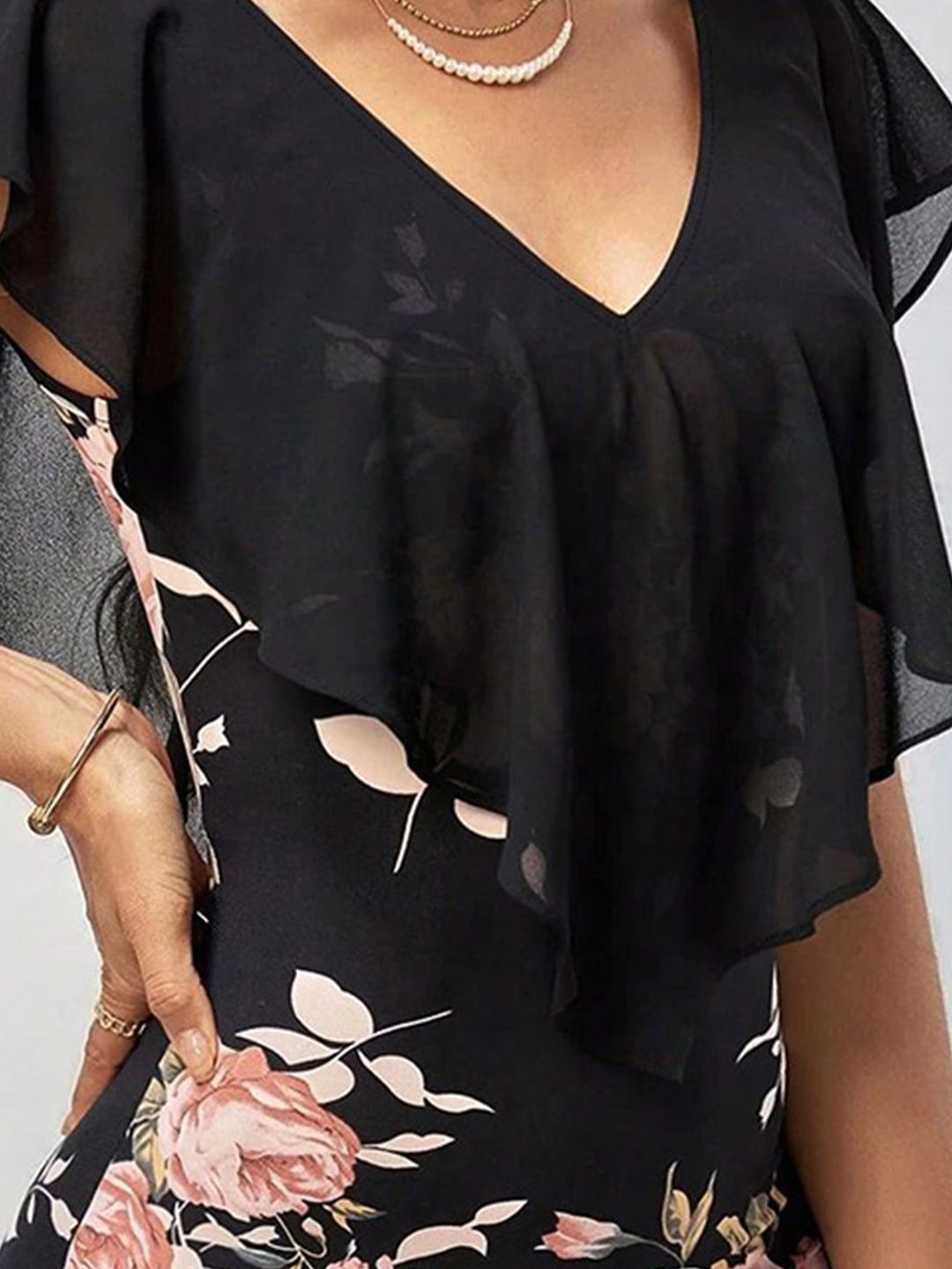 all about you Women Floral Print Ruffles Bodycon Dress