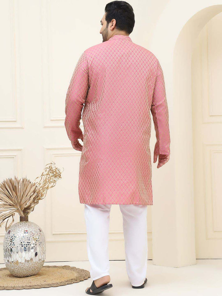 SOJANYA PLUS Motif Etnik Rekaan Tenunan Kurta Lurus Jacquard Dengan Pijama