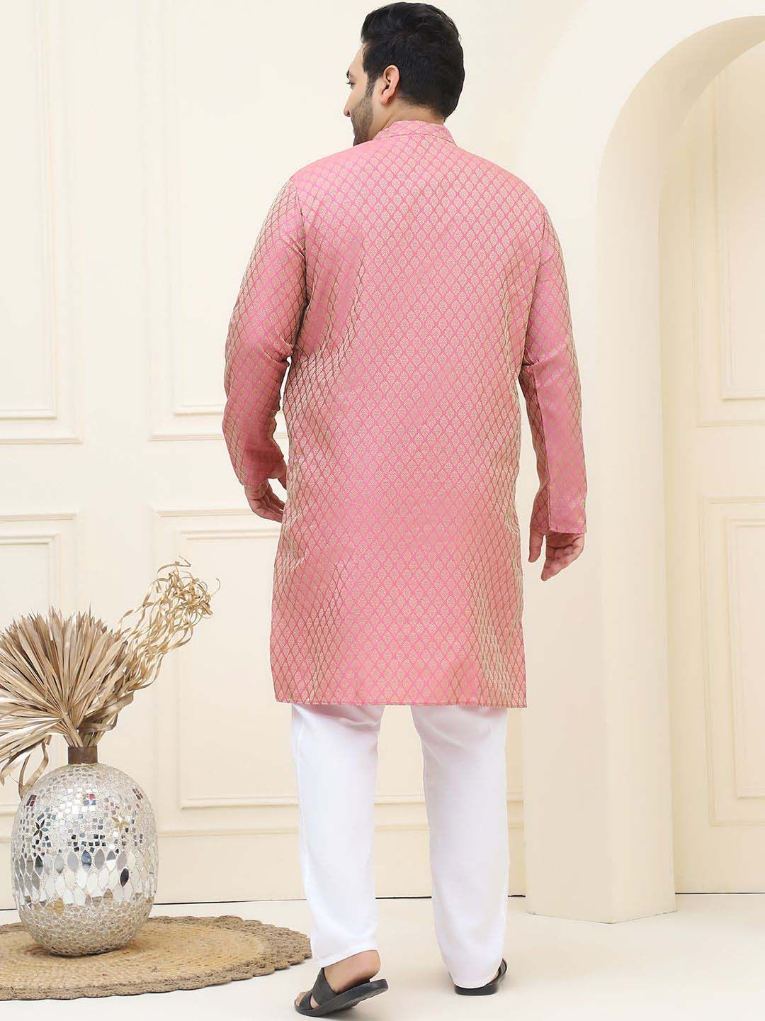 SOJANYA PLUS Motif Etnik Rekaan Tenunan Kurta Lurus Jacquard Dengan Pijama