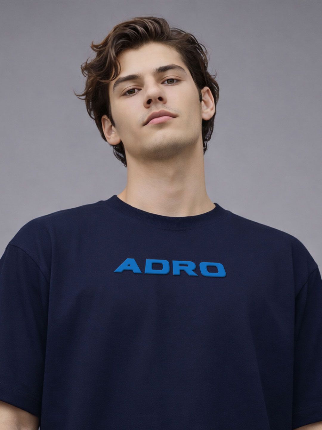 Baju-T Lengan Drop-Bahu Bercetak ADRO Lelaki