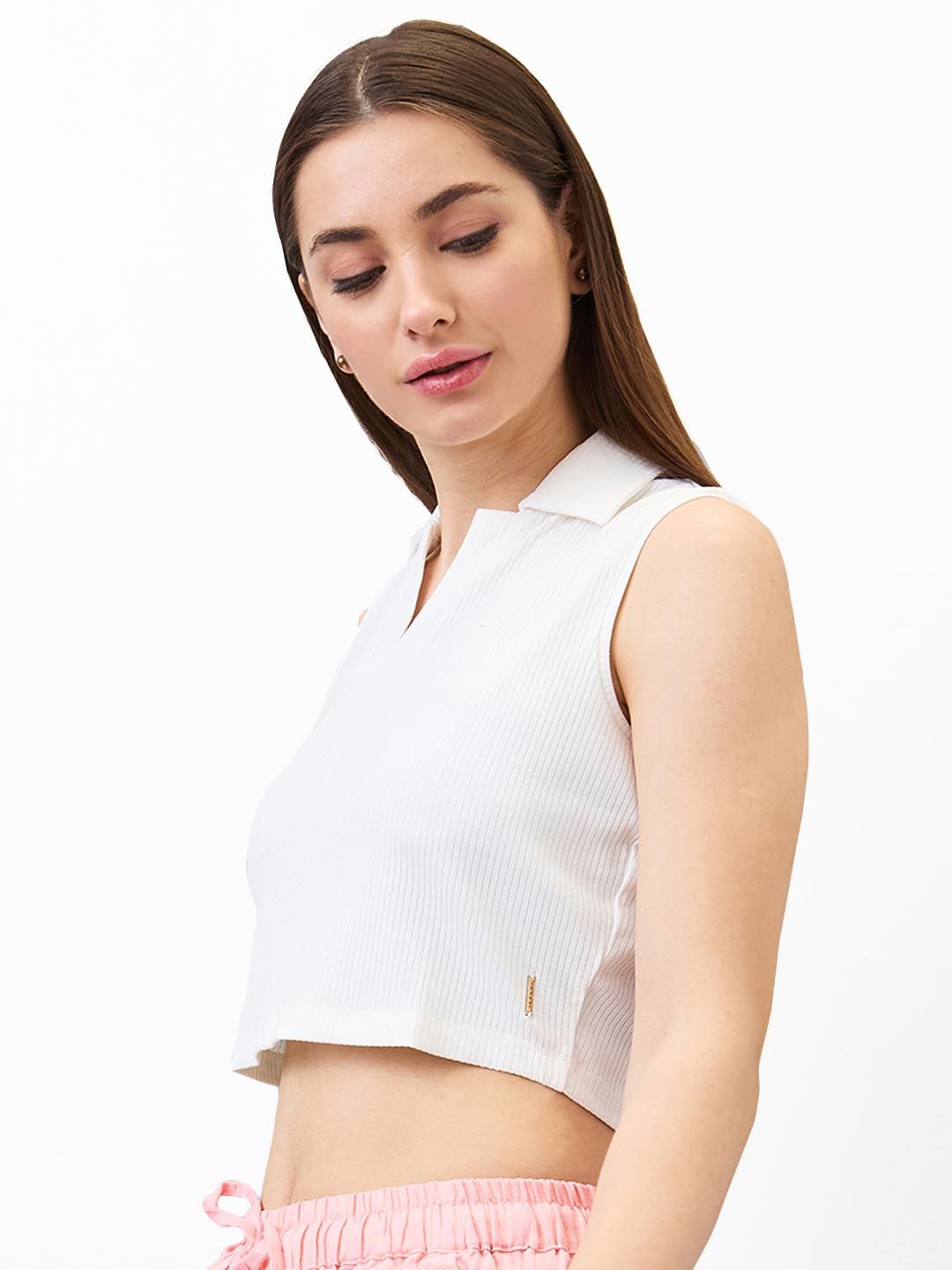 SPYKAR Women Solid Polo Collar Slim Fit T-shirt