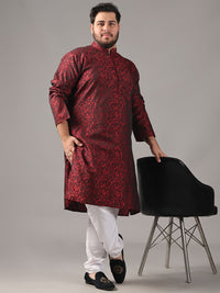 SOJANYA PLUS Plus Size Men Geometric Woven Design Straight Kurta With Pyjamas