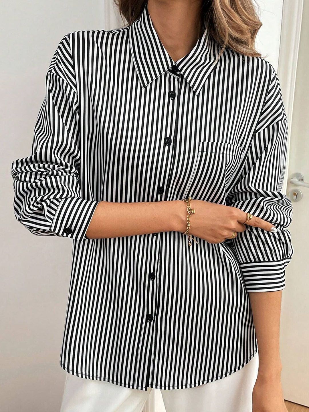 all about you Women Opaque Striped Casual Shirt